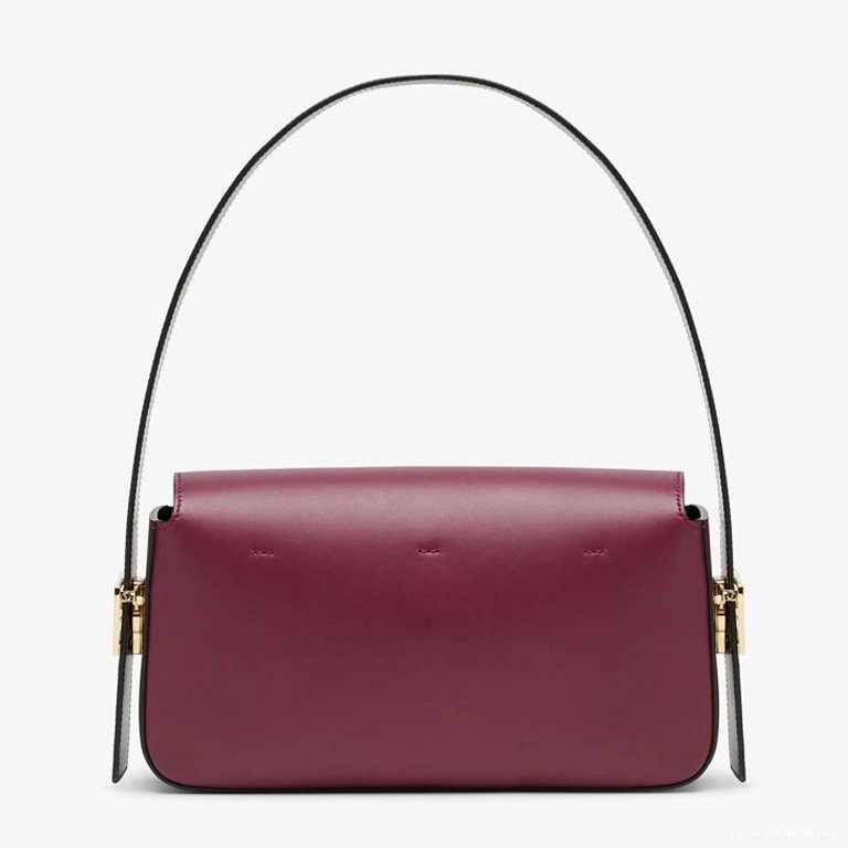 Affordable Fendi Medium Leather Burgundy Nappa In Baguette Bag Twist 0807